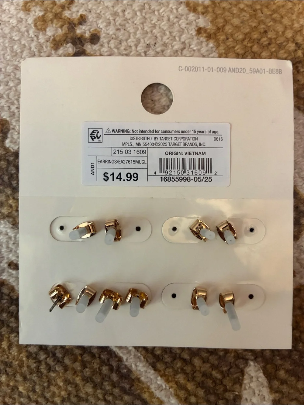 A New Day Gold Stud Earrings - Partial Set (5 Pairs) - NWT